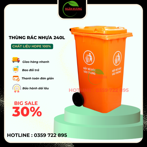 THÙNG RÁC NHỰA 240L CAM