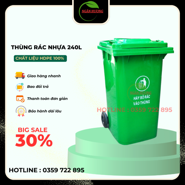 THÙNG RÁC NHỰA 240L XANH